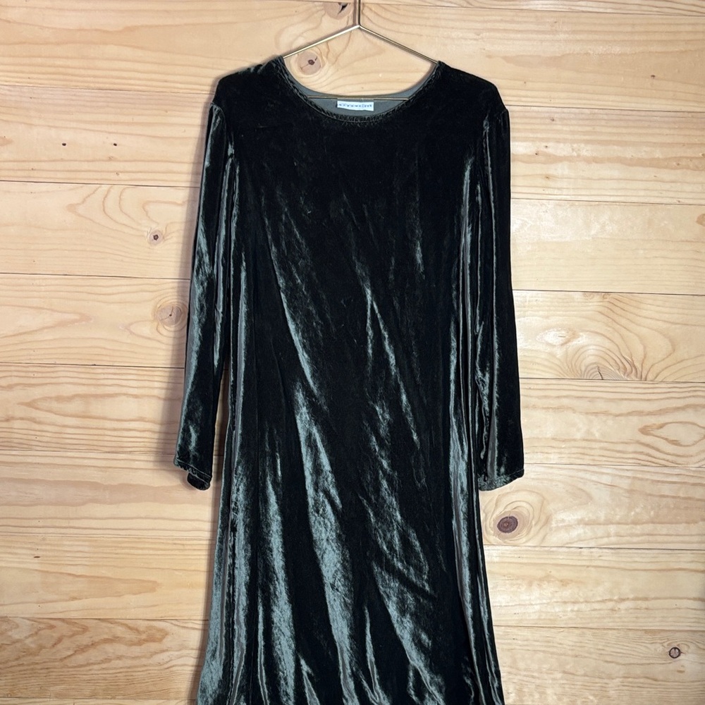 bryn Walker Velvet Long Sleeve green Maxi dress‎